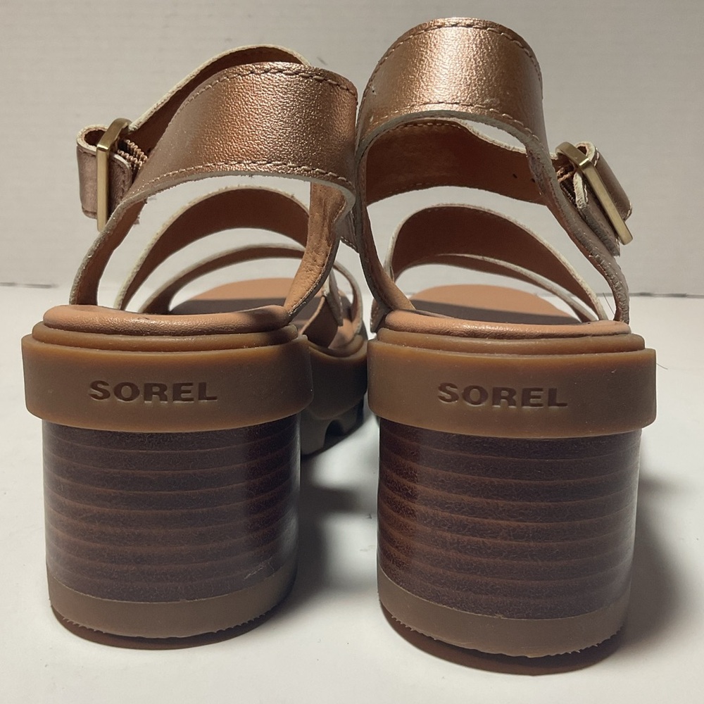 Sorel Rose Gold Metallic Chunky Heel Sandals - Picture 5 of 12